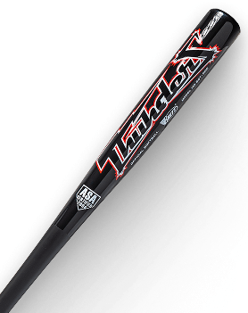 Black softball bat with Thunder X in red and white lettering. ASA CERTIFIED and OFFICIAL SOFTBALL are also visible.